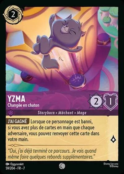 Carte Lorcana - Disney Yzma, Changée en chaton 059/204 Commune OggysonArt Chapitre 07 L'Île d'Archazia ARI Neuf FR LorenZone