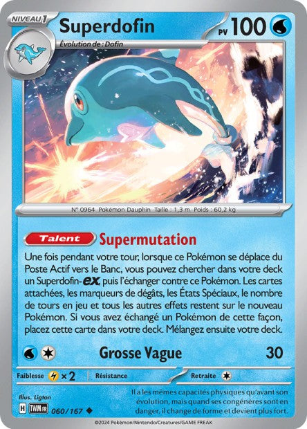 Carte Pokémon Superdofin 060/167 TWM Mascarade Crépusculaire EV06 Neuf FR LorenZone