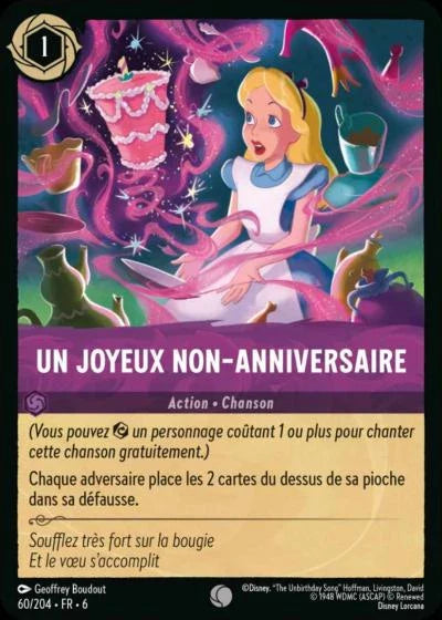 Carte Lorcana - Disney Un Joyeux-Non Anniversaire 060/204 Commune  Chapitre 06 La Mer Azurite AZS Neuf FR LorenZone