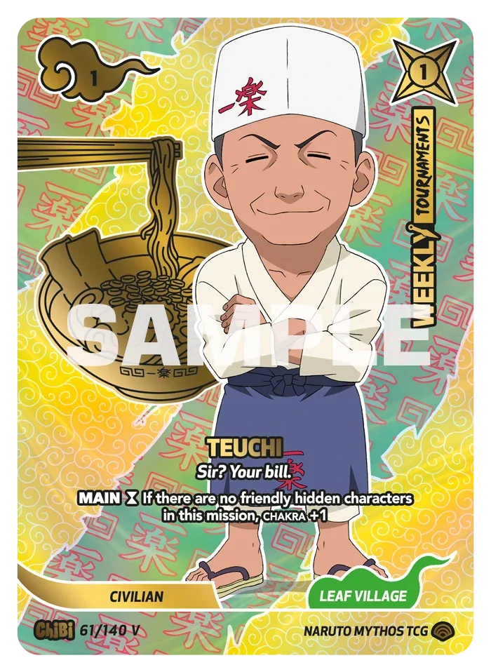 Carte Naruto Mythos Teuchi Ichiraku Ramen Owner 061/140 Chibi Chibi Shinobi Shiren 2ème Chapitre Neuf EN LorenZone