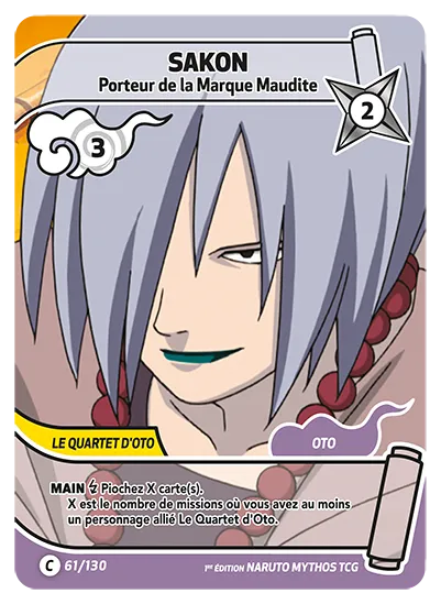Carte Naruto Mythos SAKON – Porteur de la Marque Maudite 061/130 C 1er Chapitre Neuf FR LorenZone
