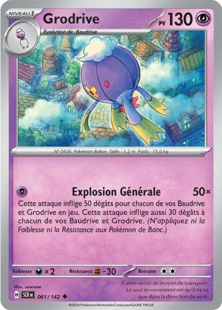 Carte Pokémon Grodrive 061/142 SCR Couronne Stellaire EV07 Neuf FR LorenZone