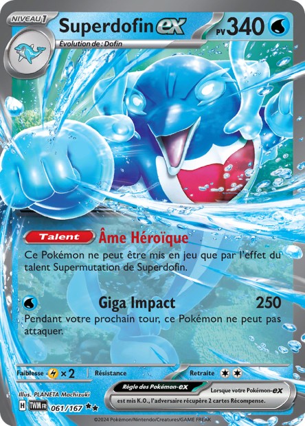 Carte Pokémon Superdofin EX 061/167 TWM Mascarade Crépusculaire EV06 Neuf FR LorenZone