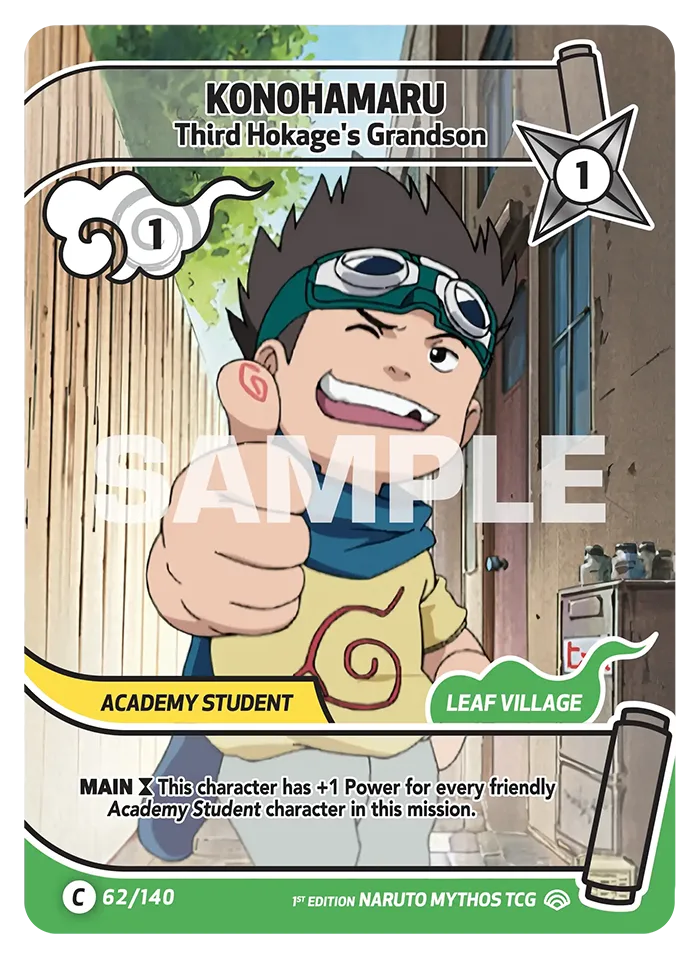 Carte Naruto Mythos Konohamaru Third Hokage's Grandson 062/140 Common Full Art Shinobi Shiren 2ème Chapitre Neuf EN LorenZone