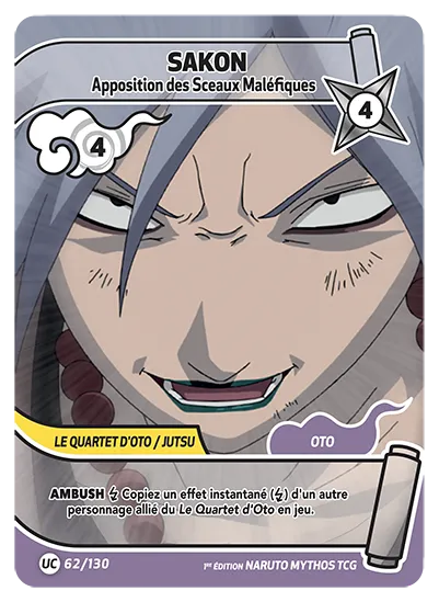 Carte Naruto Mythos SAKON – Apposition des Sceaux Maléfiques 062/130 UC 1er Chapitre Neuf FR LorenZone