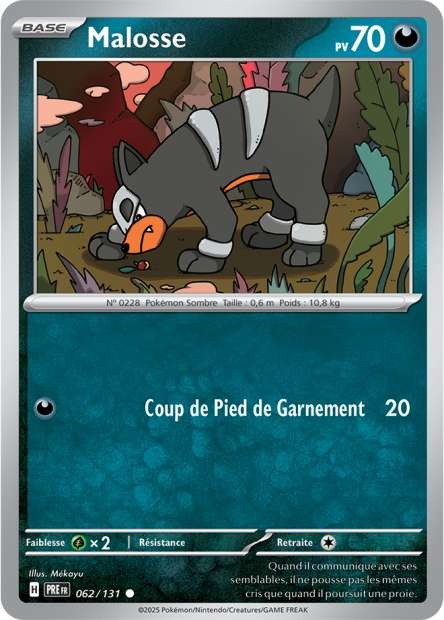 Carte Pokémon Malosse 062/131 Evolutions Prismatiques PRE EV8_5 Neuf FR LorenZone