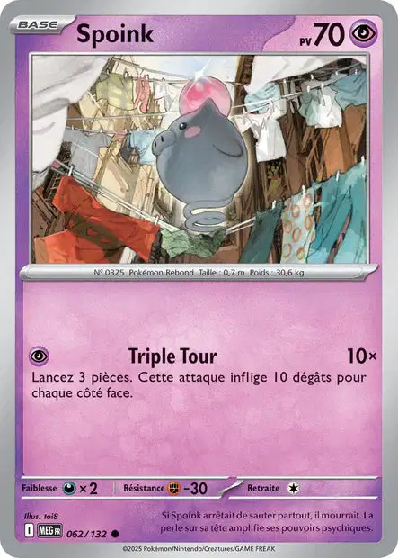 Carte Pokémon Spoink 062/132 MEG Méga-Évolution ME01 Neuf FR LorenZone