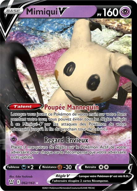 Carte Pokémon Mimiqui V 062/163 SWSH5 Styles de Combat EB05 Neuf FR LorenZone