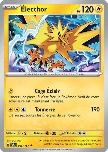 Carte Pokémon Électhor 065/167 TWM Mascarade Crépusculaire EV06 Neuf FR LorenZone