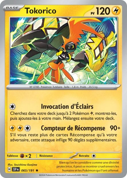 Carte Pokémon Tokorico 065/191 SSP Étincelles Déferlantes EV08 Neuf FR LorenZone