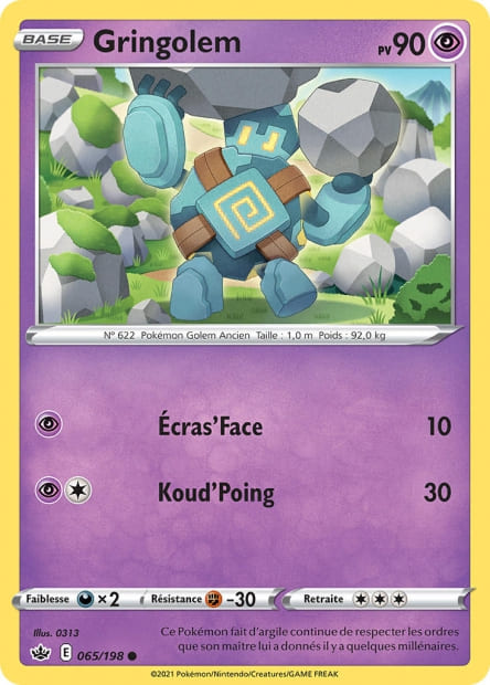 Carte Pokémon Gringolem 065/198 CRE Règne de Glace EB06 Neuf FR LorenZone