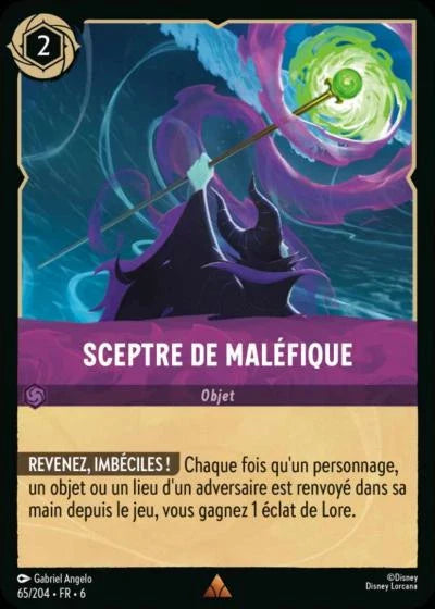 Carte Lorcana - Disney Sceptre de Maléfique 065/204 Rare  Chapitre 06 La Mer Azurite AZS Neuf FR LorenZone