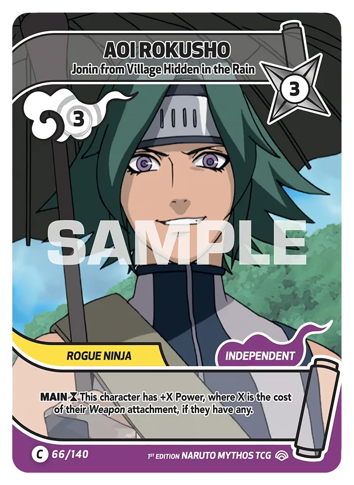 Carte Naruto Mythos Aoi Rokusho Jonin from Village Hidden in the Rain 066/140 Common Full Art Shinobi Shiren 2ème Chapitre Neuf EN LorenZone