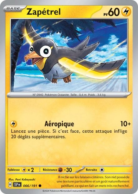 Carte Pokémon Zapétrel 066/191 SSP Étincelles Déferlantes EV08 Neuf FR LorenZone