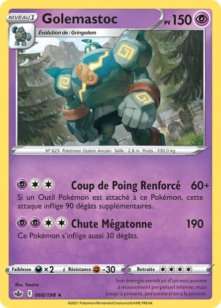 Carte Pokémon Golemastoc 066/198 CRE Règne de Glace EB06 Neuf FR LorenZone