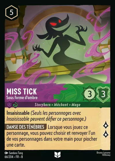 Carte Lorcana - Disney Miss Tick, Sous forme d'ombre 066/204 Peu Commune Sandara Tang Chapitre 08 Le Règne de Jafar ROJ Neuf FR LorenZone