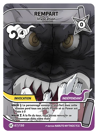 Carte Naruto Mythos REMPART – Invocation 067/130 UC 1er Chapitre Neuf FR LorenZone