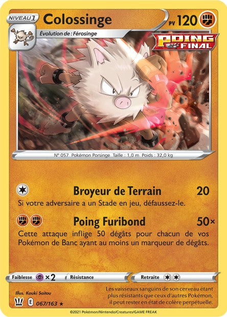 Carte Pokémon Colossinge 067/163 SWSH5 Styles de Combat EB05 Neuf FR LorenZone