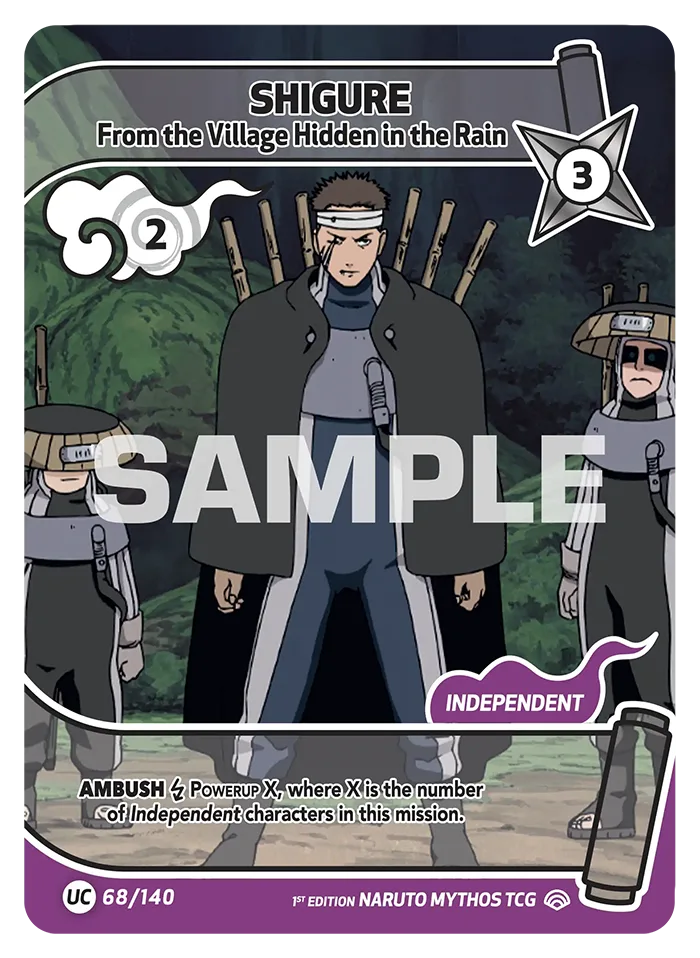 Carte Naruto Mythos Shigure From the Village Hidden in the Rain 068/140 Uncommon Full Art Shinobi Shiren 2ème Chapitre Neuf EN LorenZone