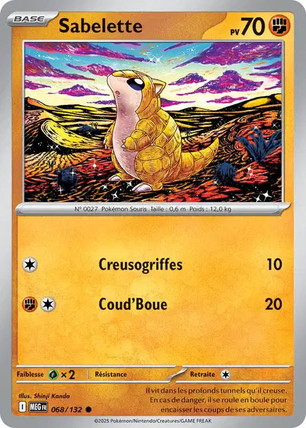 Carte Pokémon Sabelette 068/132 MEG Méga-Évolution ME01 Neuf FR LorenZone