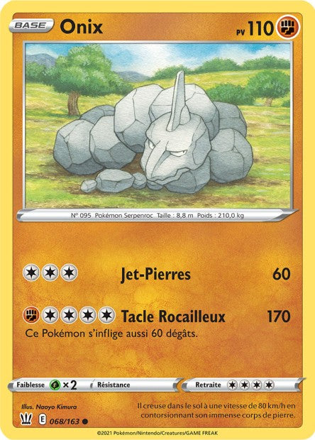 Carte Pokémon Onix 068/163 SWSH5 Styles de Combat EB05 Neuf FR LorenZone