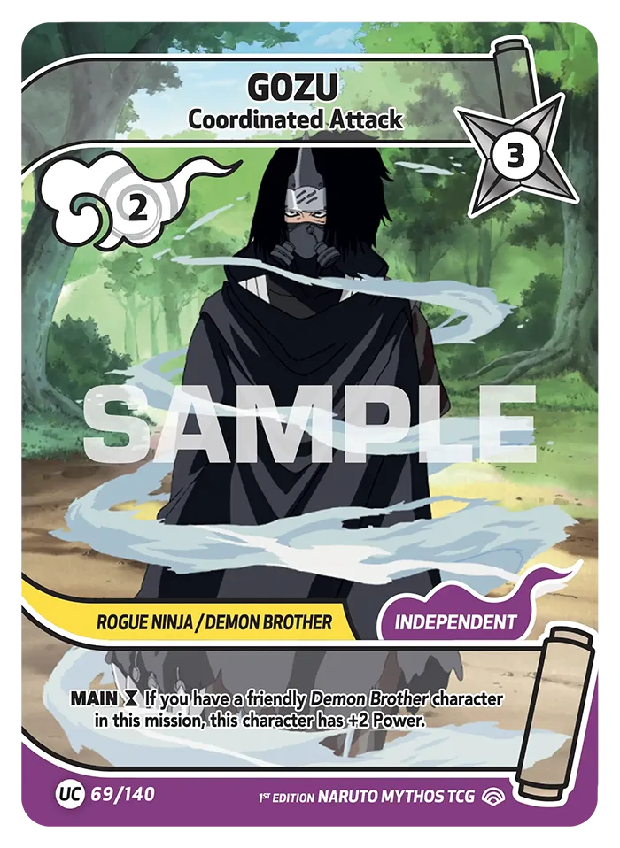 Carte Naruto Mythos Gozu Coordinated Attack 069/140 Uncommon Full Art Shinobi Shiren 2ème Chapitre Neuf EN LorenZone