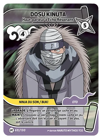 Carte Naruto Mythos DOSU KINUTA – Haut-parleur à Écho Résonant 069/130 UC 1er Chapitre Neuf FR LorenZone