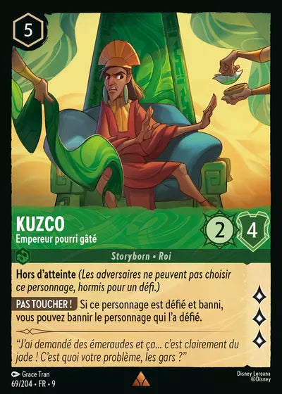 Carte Lorcana - Disney Kuzco, Empereur pourri gâté 069/204 Chapitre 09 Fabuleux FAB Neuf FR LorenZone