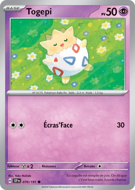 Carte Pokémon Togepi 070/191 SSP Étincelles Déferlantes EV08 Neuf FR LorenZone