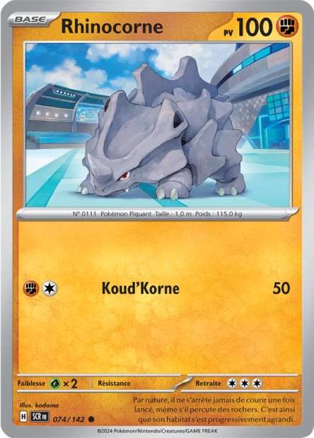 Carte Pokémon Rhinocorne 074/142 SCR Couronne Stellaire EV07 Neuf FR LorenZone