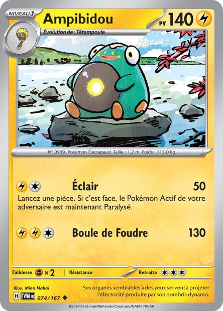 Carte Pokémon Ampibidou 074/167 TWM Mascarade Crépusculaire EV06 Neuf FR LorenZone