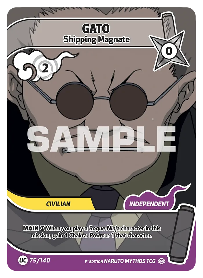 Carte Naruto Mythos Gato Shipping Magnate 075/140 Uncommon Full Art Shinobi Shiren 2ème Chapitre Neuf EN LorenZone