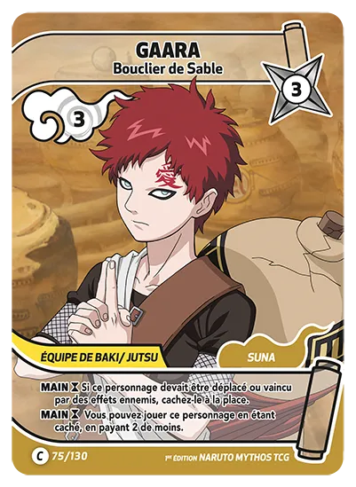 Carte Naruto Mythos GAARA – Bouclier de Sable 075/130 C 1er Chapitre Neuf FR LorenZone
