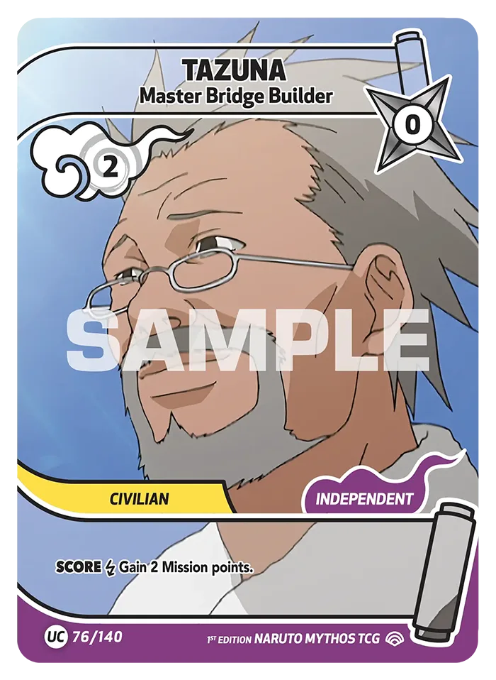 Carte Naruto Mythos Tazuna Master Bridge Builder 076/140 Uncommon Full Art Shinobi Shiren 2ème Chapitre Neuf EN LorenZone