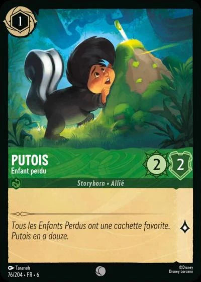 Carte Lorcana - Disney Putois, Enfant perdu 076/204 Commune  Chapitre 06 La Mer Azurite AZS Neuf FR LorenZone