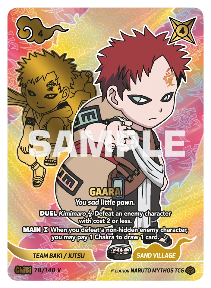 Carte Naruto Mythos Gaara "You sad little pawn." 078/140 Chibi Chibi Shinobi Shiren 2ème Chapitre Neuf EN LorenZone