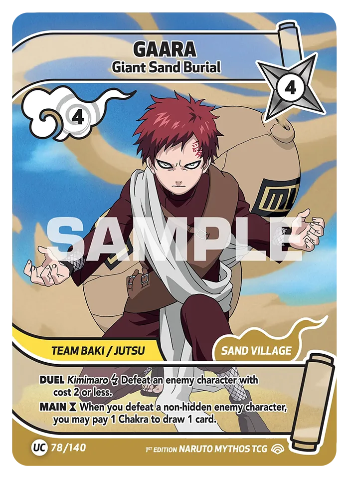 Carte Naruto Mythos Gaara "You sad little pawn." 078/140 Uncommon Full Art Shinobi Shiren 2ème Chapitre Neuf EN LorenZone