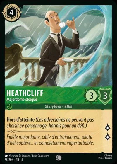 Carte Lorcana - Disney Heathcliff, Majordome stoïque 078/204 Commune  Chapitre 06 La Mer Azurite AZS Neuf FR LorenZone