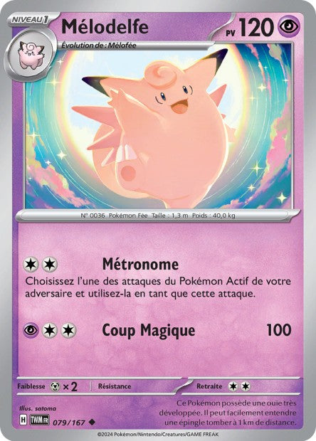 Carte Pokémon Mélodelfe 079/167 TWM Mascarade Crépusculaire EV06 Neuf FR LorenZone