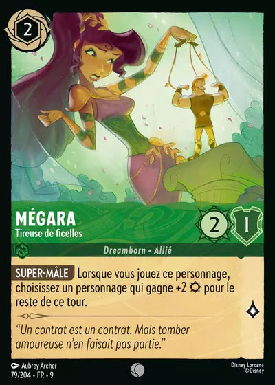Carte Lorcana - Disney Mégara, Tireuse de ficelles 079/204 Chapitre 09 Fabuleux FAB Neuf FR LorenZone