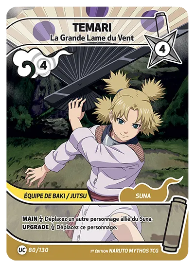 Carte Naruto Mythos TEMARI – La Grande Lame du Vent 080/130 UC 1er Chapitre Neuf FR LorenZone