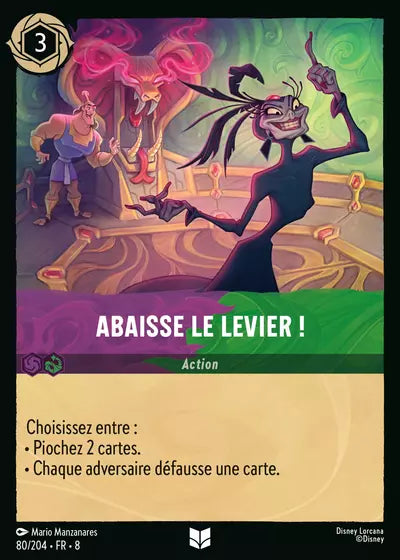 Carte Lorcana - Disney Abaisse le levier ! 080/204 Peu Commune Mario Manzanares Chapitre 08 Le Règne de Jafar ROJ Neuf FR LorenZone