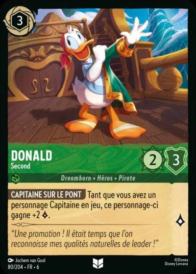 Carte Lorcana - Disney Donald, Second 080/204 Peu Commune  Chapitre 06 La Mer Azurite AZS Neuf FR LorenZone