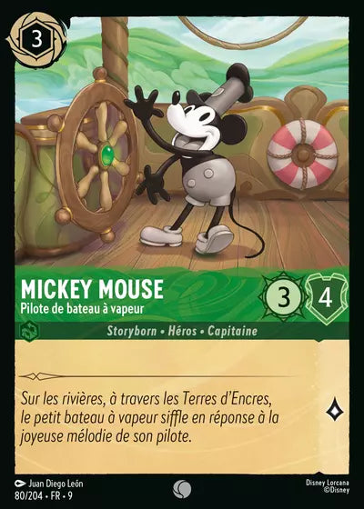 Carte Lorcana - Disney Mickey Mouse, Pilote de bateau à vapeur 080/204 Chapitre 09 Fabuleux FAB Neuf FR LorenZone