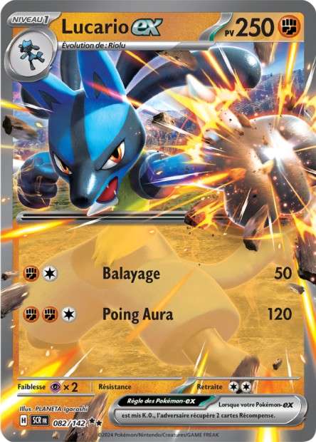 Carte Pokémon Lucario EX 082/142 SCR Couronne Stellaire EV07 Neuf FR LorenZone