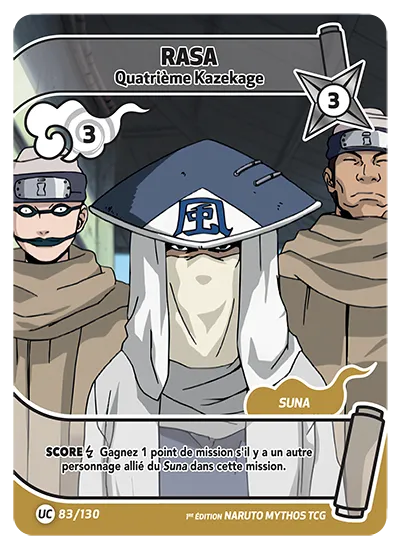 Carte Naruto Mythos RASA – Quatrième Kazekage 083/130 UC 1er Chapitre Neuf FR LorenZone