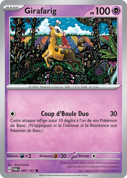 Carte Pokémon Girafarig 083/167 TWM Mascarade Crépusculaire EV06 Neuf FR LorenZone