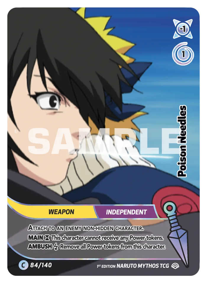Carte Naruto Mythos Poison Needles 084/140 Common Holo Shinobi Shiren 2ème Chapitre Neuf EN LorenZone