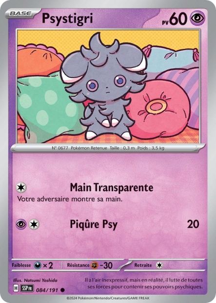 Carte Pokémon Psystigri 084/191 SSP Étincelles Déferlantes EV08 Neuf FR LorenZone