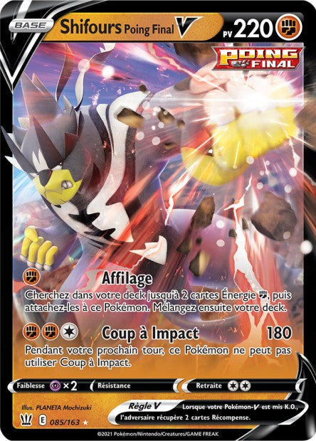 Carte Pokémon Shifours Poing Final V 085/163 SWSH5 Styles de Combat EB05 Neuf FR LorenZone